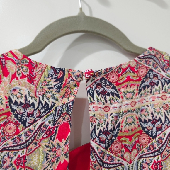LULUS Design Major Red Print Sleeveless Swing Mini Dress, Moroccan Print, Size M - Picture 7 of 14